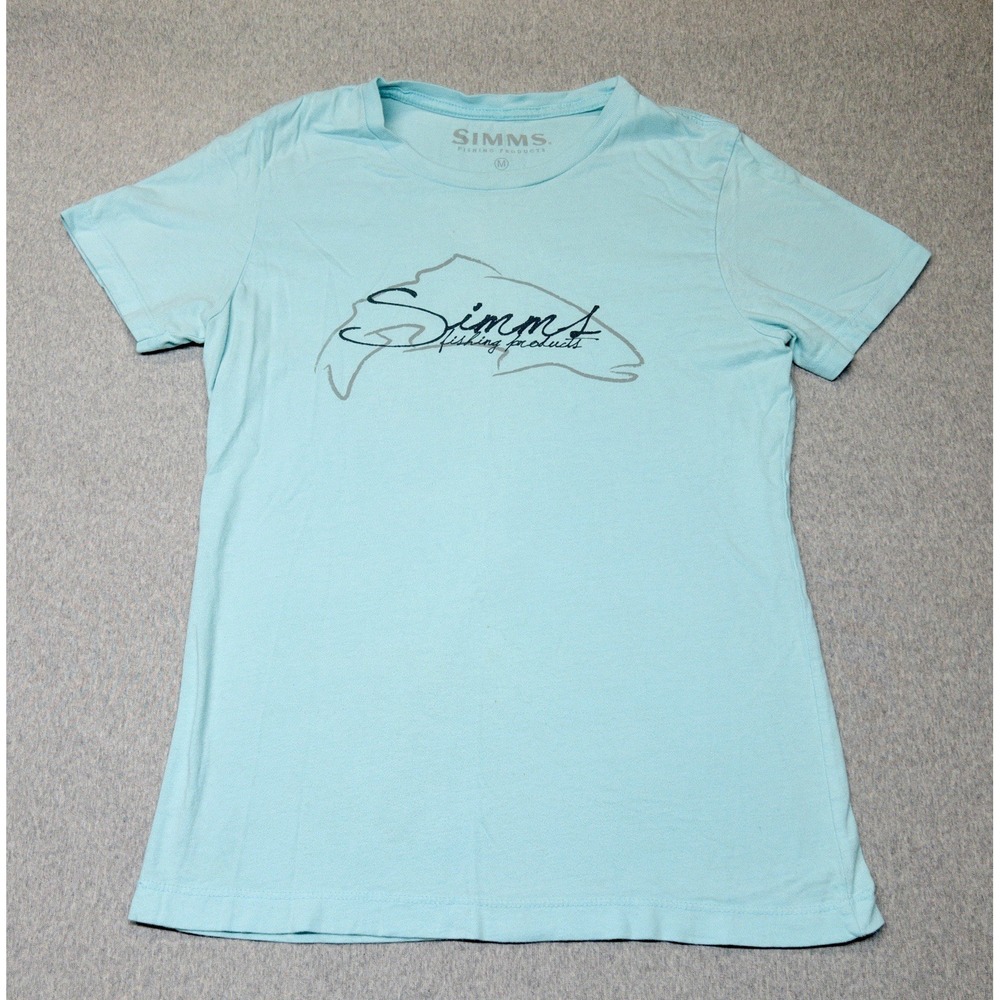 Simms Fishing Womens‎ Medium Blue 100% Cotton T Shirt Gorpcore Outdoors Lake